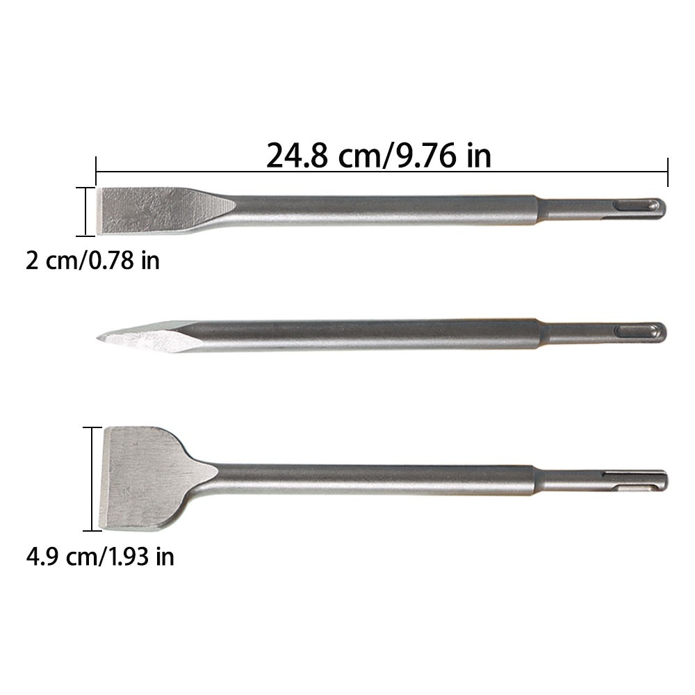 6Pcs Concrete Rotary Hammer Drill Chisel Set Includes Point Chisel & Flat Chisel