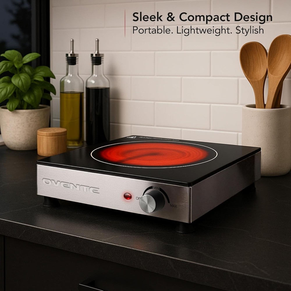 Infrared Ceramic Single Burner, 1200W, Black