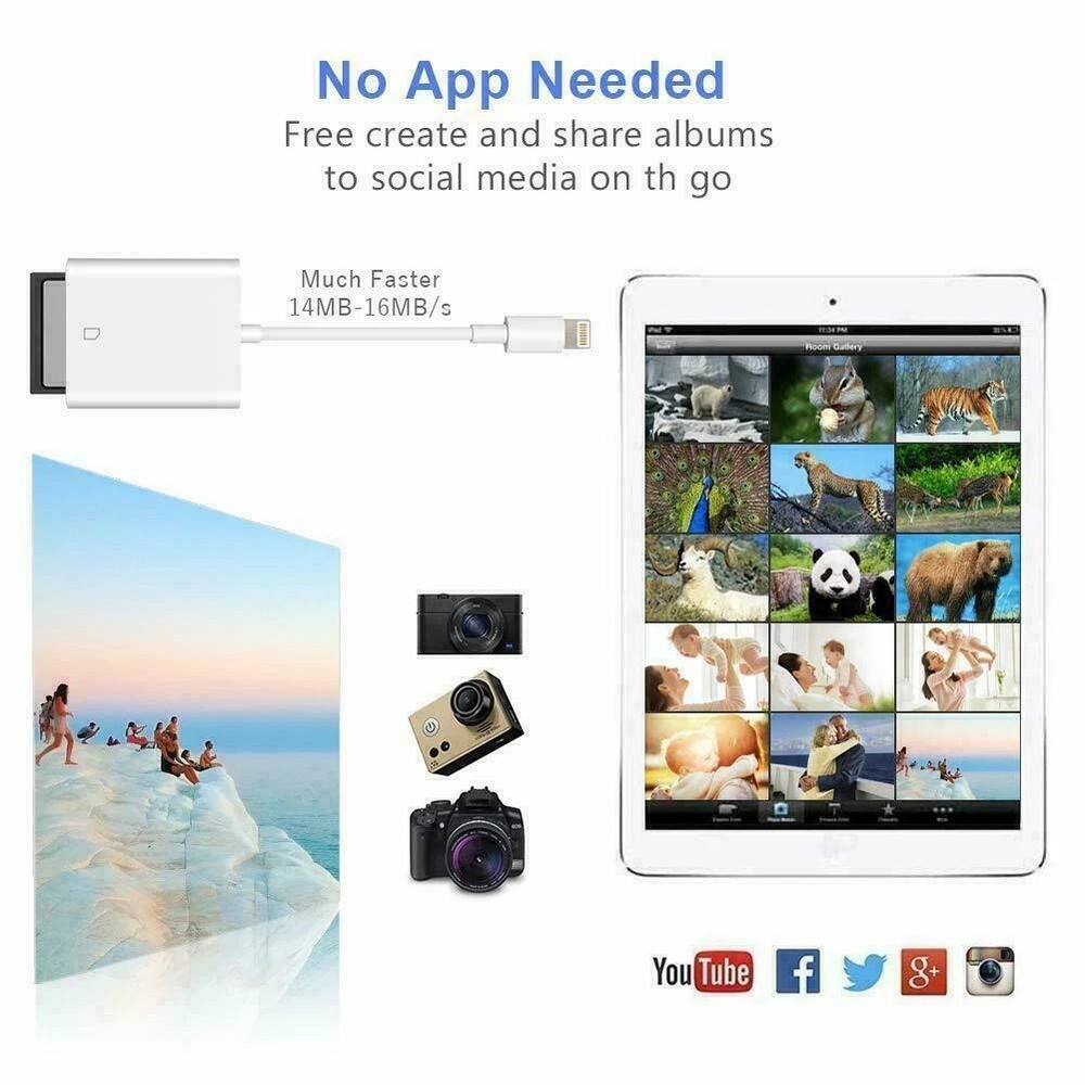SD Card Reader iPhone/iPad Lightning To SD Card Camera Reader Adapter Converter