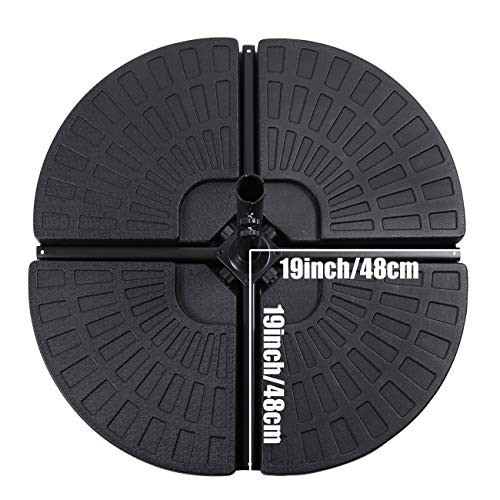 18.9" 4Pcs 13L Fan Shaped Water or Sand Filled Umbrella Base/Fan Style Black