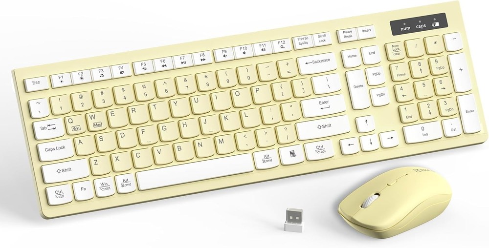 Wireless Keyboard and Mouse Combo, Full-Sized Wireless Keyboard and Adjustable D