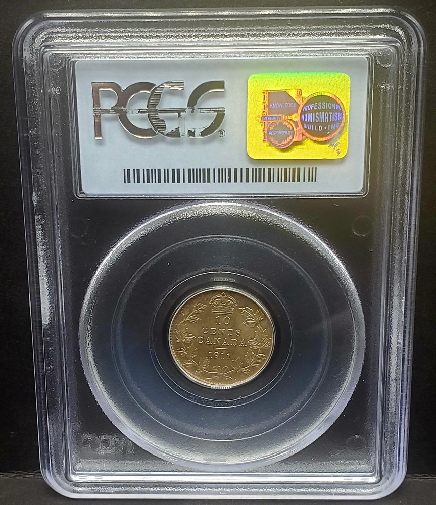 1911 Canada 10 Cent Silver Dime PCGS MS 63