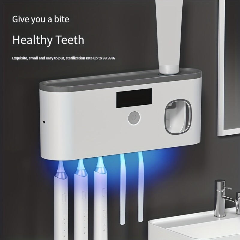 UV Light Sterilizer Toothbrush Holder Cleaner Toothpaste Dispenser 5 Toothbrush
