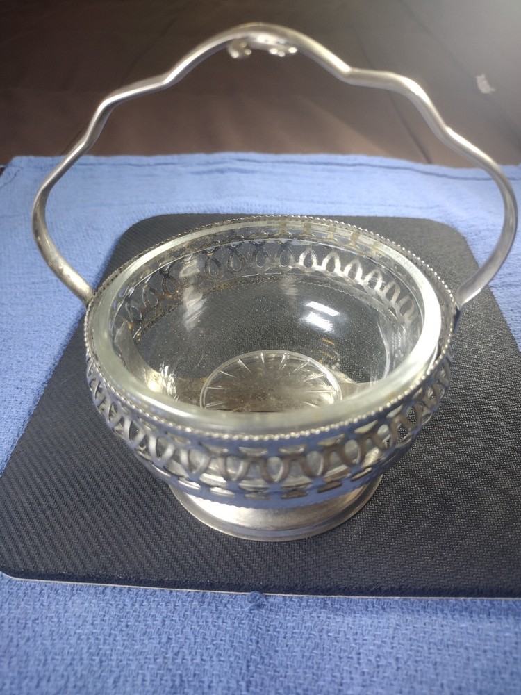 Silver and crystal handmade English plate/candy dish