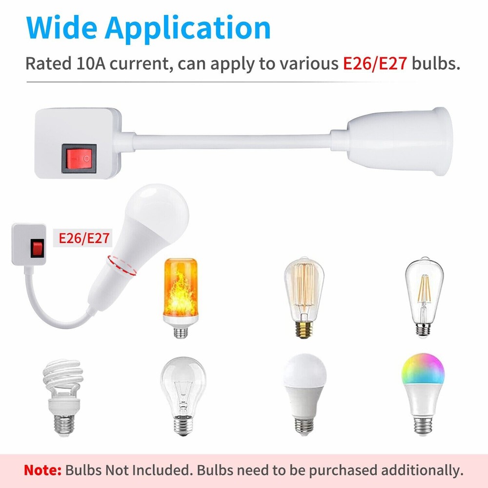1/2/3 Pack E26 E27 LED Light Bulb Lamp Holder Flexible Extension Adapter Socket