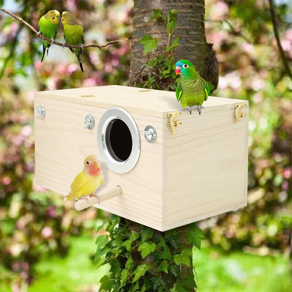 Parakeet Nest Box Wood Parrot Nesting Breeding House Nesting Boxes for practical