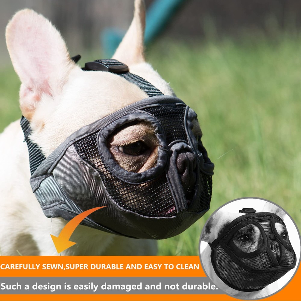 JYHY Short Snout Dog Muzzle- Adjustable Breathable Mesh Bulldog Muzzle