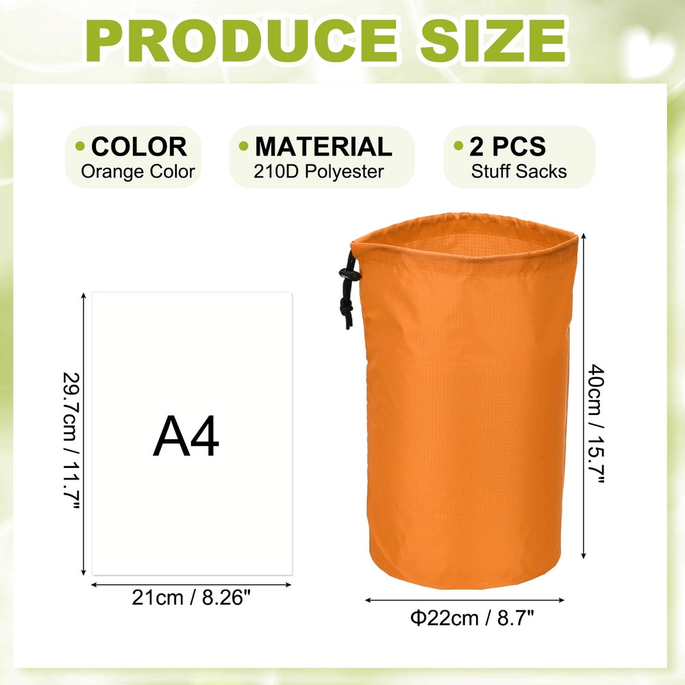 Drawstring Bag, Storage Bags, 9x16" & 2Pcs & Orange