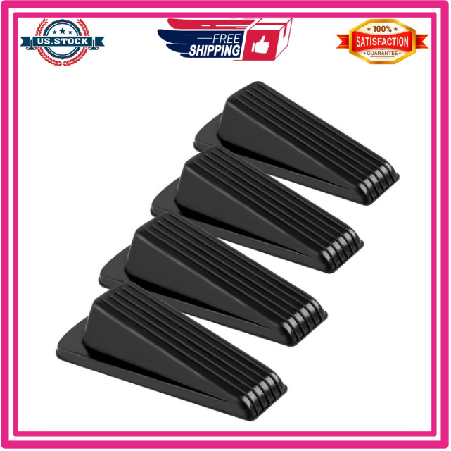 4 Pack Rubber Door Stoppers Wedge Heavy Duty Stackable Stop for Floor Bottom