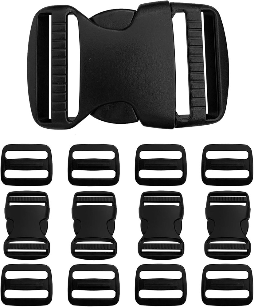 Flat Dual Adjustable Plastic Quick Side Release Plastic Buckles and Tri-glide, B
