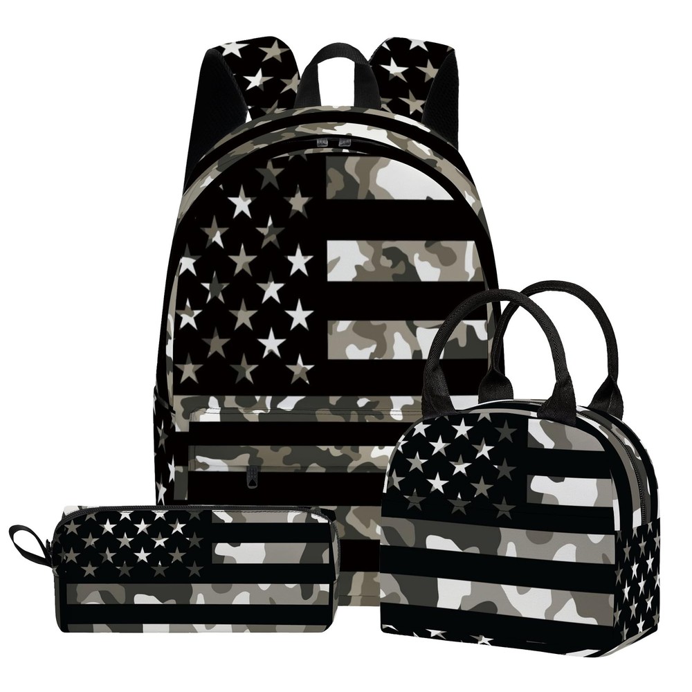 Flag 3PCS Backpack Set for Teens Elementary Middle High School, 17 Inch Light...