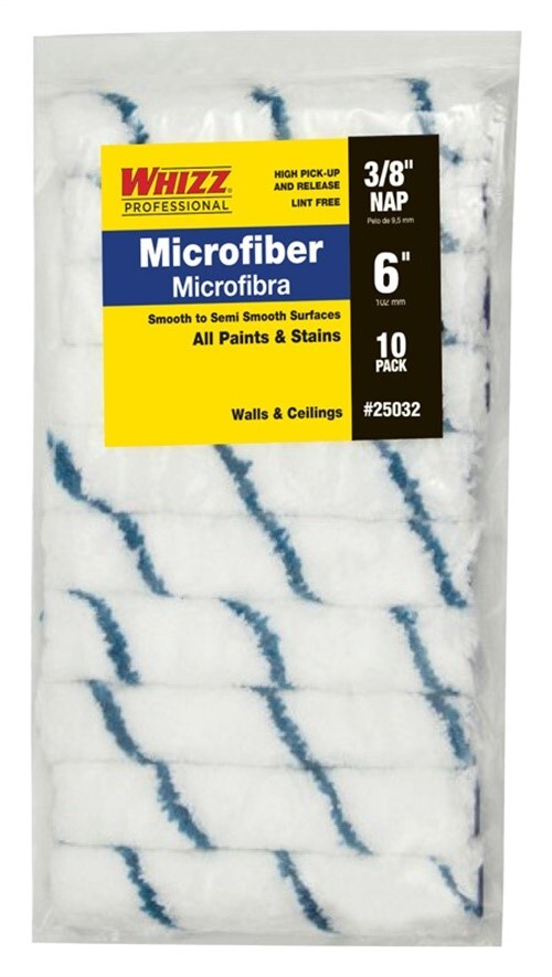 Whizz 25032 Covered End Microfiber Mini Rollers 6 L x 3/8 Thick in.