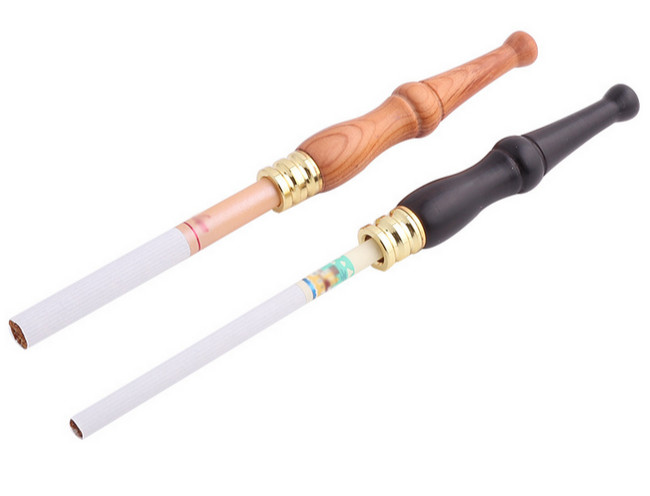 2piece  normal slim cigarette holder wood log Straight filter mouthpiece ZX-107
