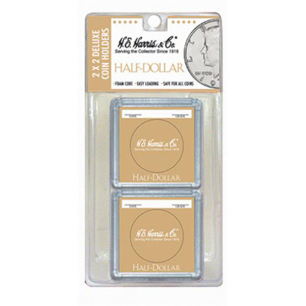 2x2 Plastic Color Coded Half Dollar (50 cent) Coin Holder - 6 count - H.E.Harris