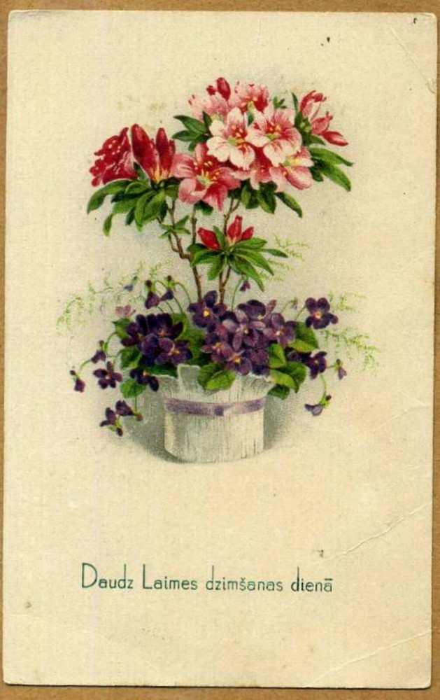 Latvia 1930 Birthday Postcard w/Riga 2 Cancel