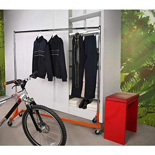 Heavy Duty Commercial Grade Single Bar Z Rack Clothing Garment Clothes Rolling