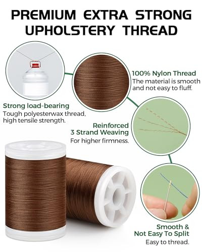 330 Yards Extra Strong Upholstery Thread,Brown Bonded Nylon Thread for Denim