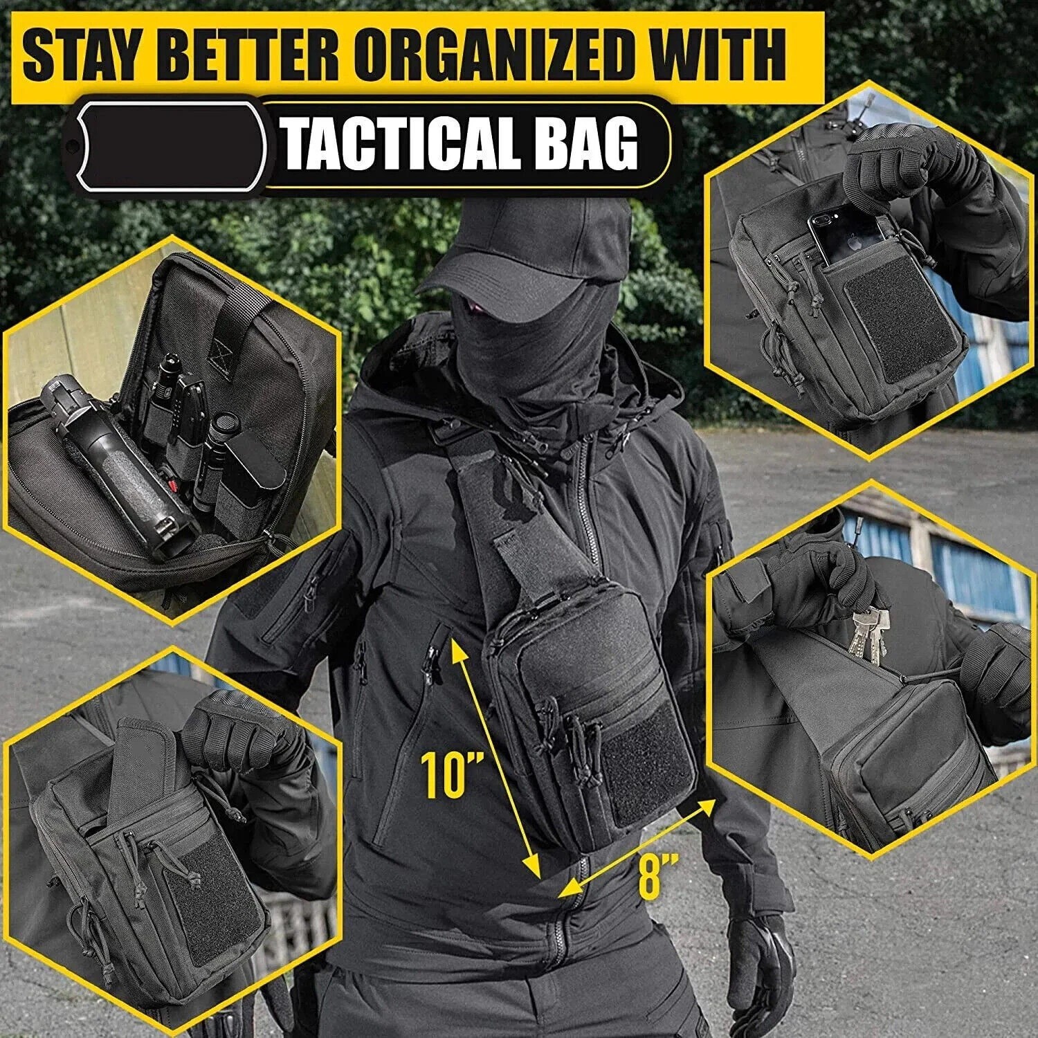 Tactical Gun Bag Pistol Holster Concealed Carry Chest Crossbody Pack Handgun Bag