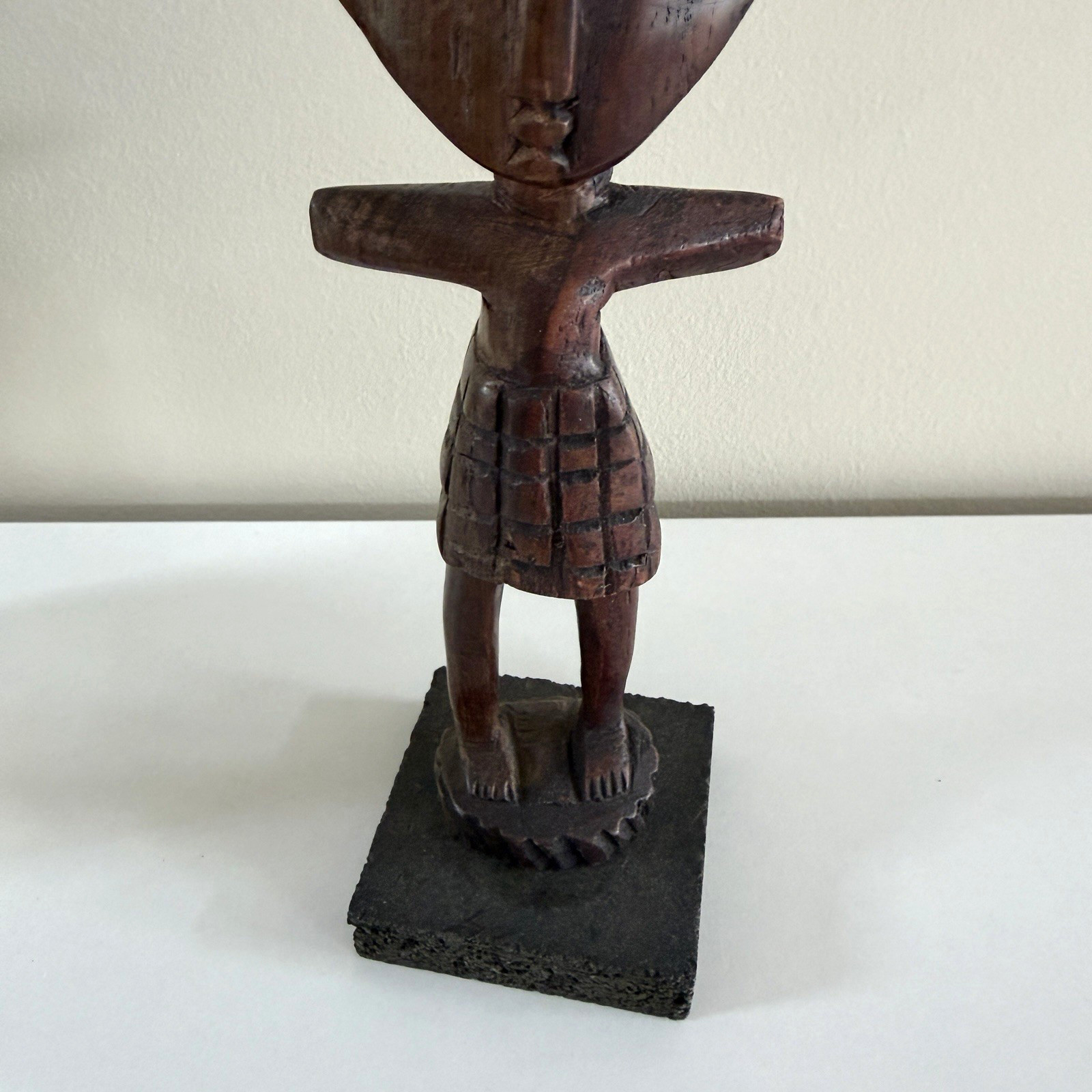 African Ashanti Fertility Doll 10” Hand‑Carved Wood Ghana Tribal Art