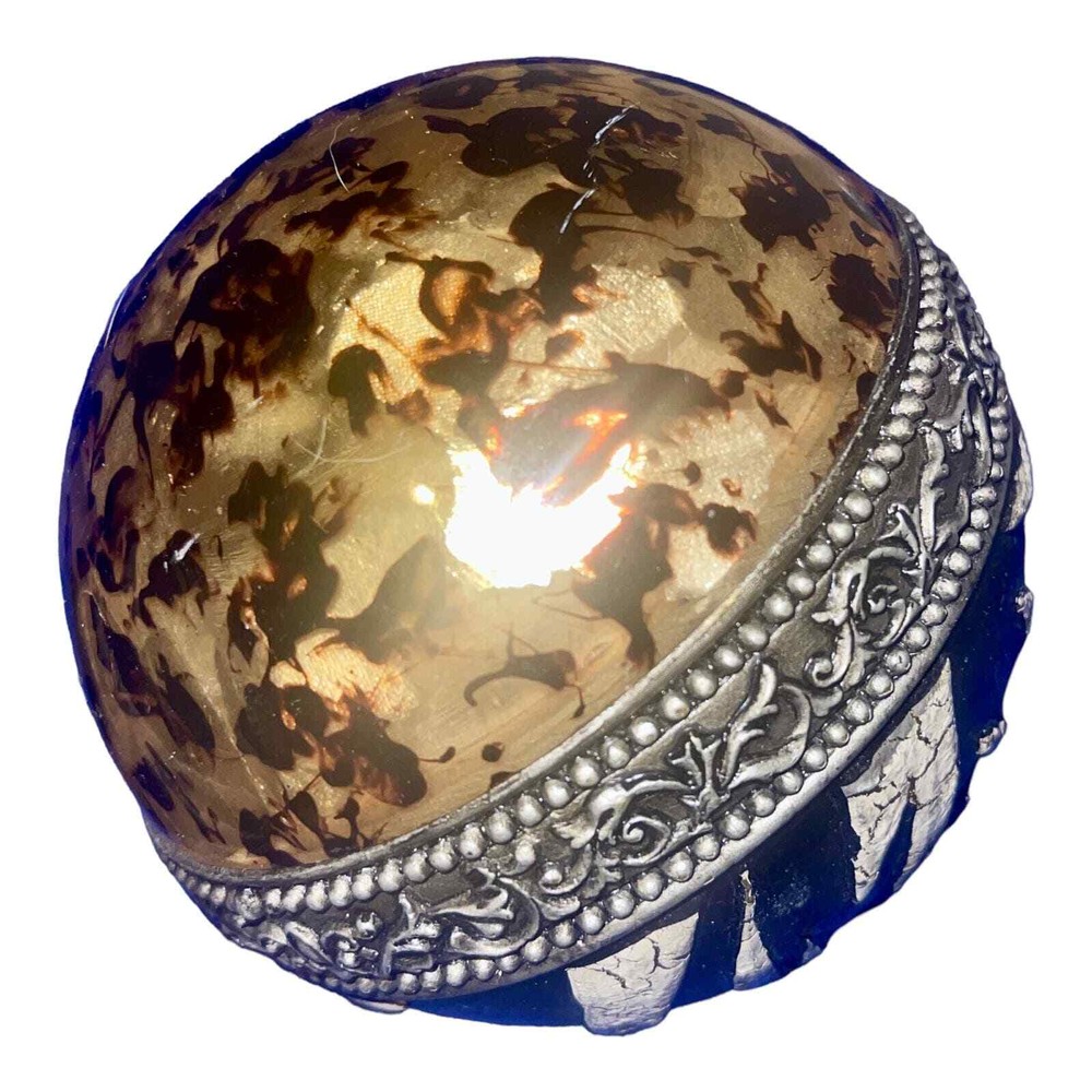 3 Decoritive Orb Set - Zebra, Leopard, Silver 4 inch diameter