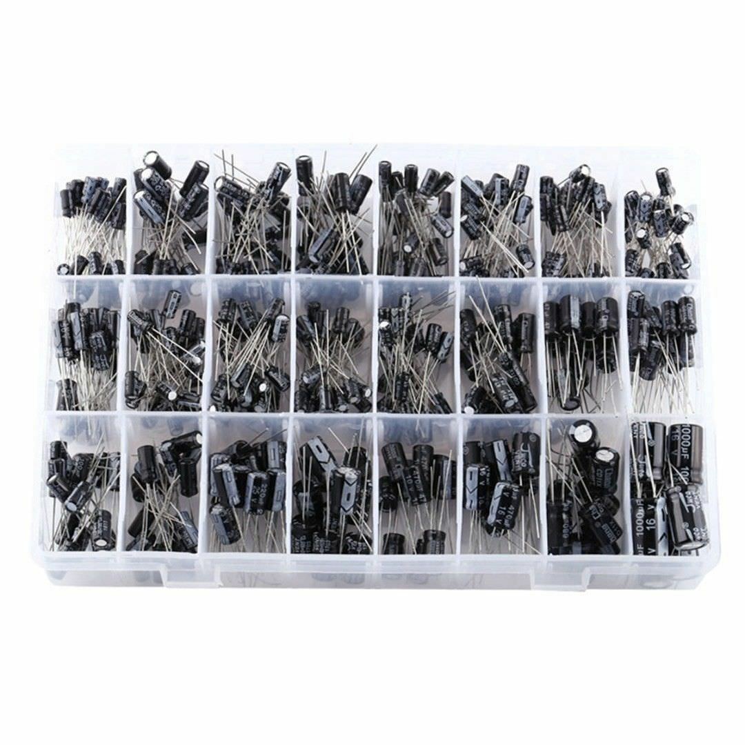500pc Radial Electrolytic Capacitor Assortment Kit 24 Value 0.1uF-1000uF 10V-50V