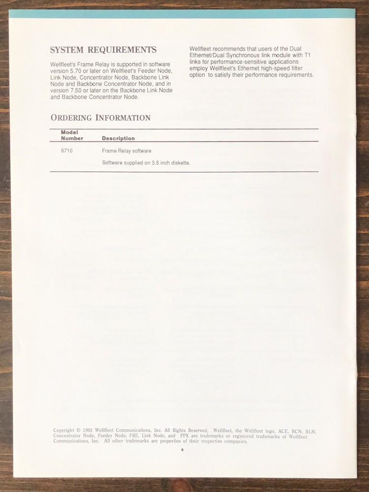Wellfleet Communications - Frame Relay Sales Brochure (1992)