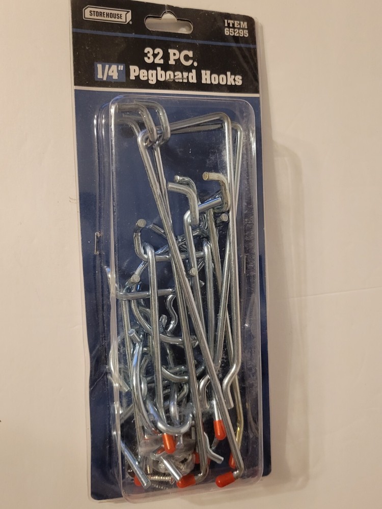 Storehouse Pegboard hooks 1/4" Pegboard Hooks 32 PC NEW
