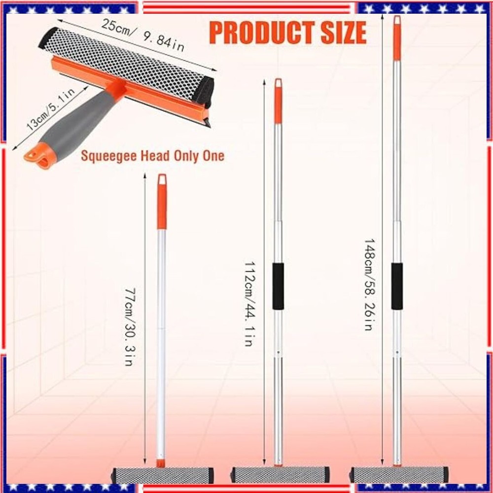 Windshield Cleaner Tool 2 in 1 Car Window Squeegee with Extendable Handle