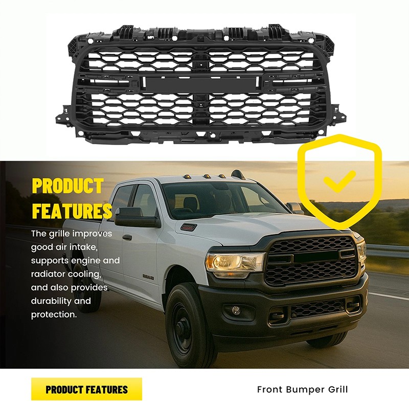 New Chrome Front Bumper Grille Grill Fits 2019-2024 Ram 2500 3500 104-11311G US