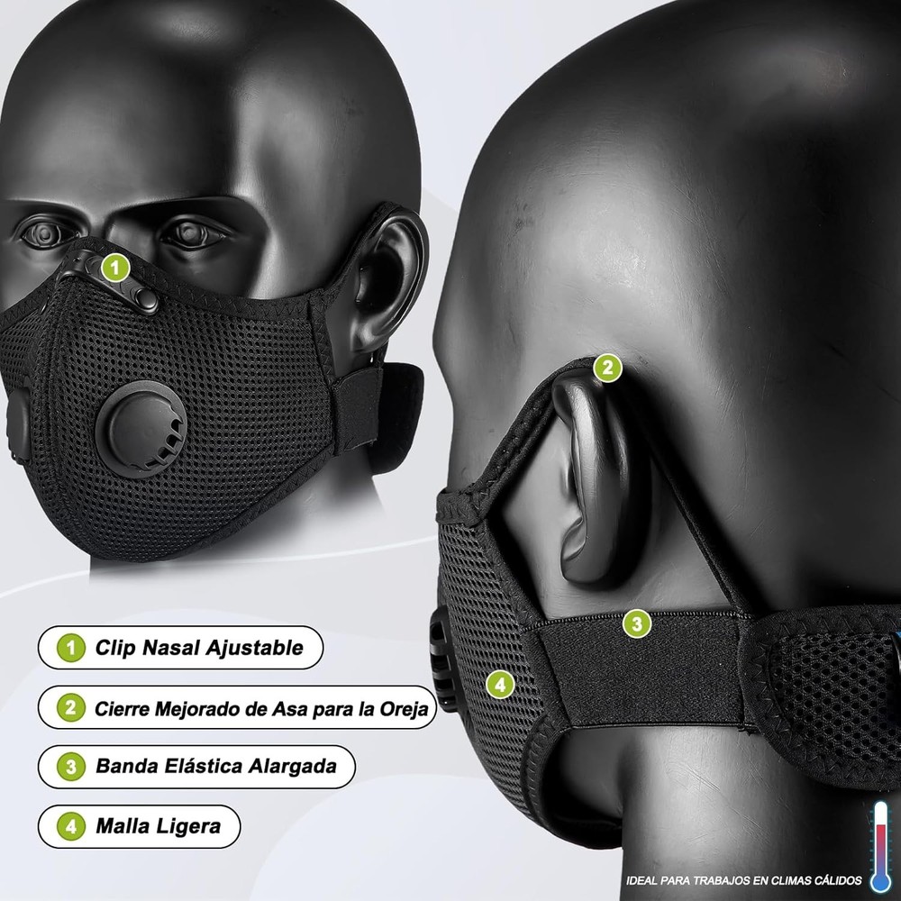 BASE CAMP M Plus Dust Mask, Breathable Reusable 1 Count (Pack of 1), Black