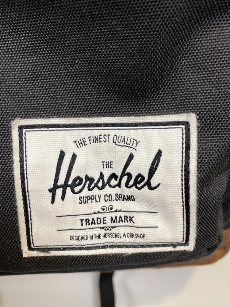 Herschel Black Backpack with Brown Suede Bottom