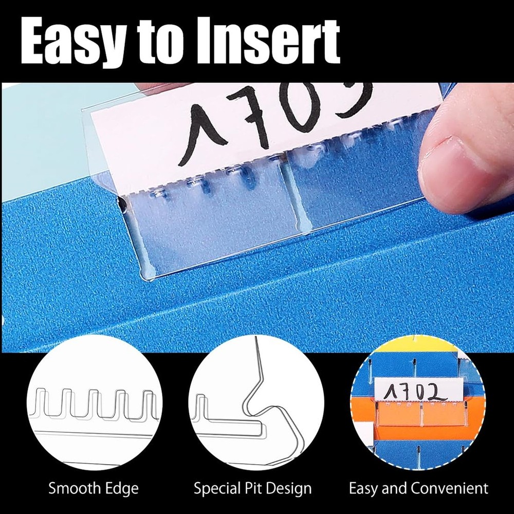 Hanging File Folder Tabs 60PCS Plastic Hanging Folder Labels and Inserts Clea...