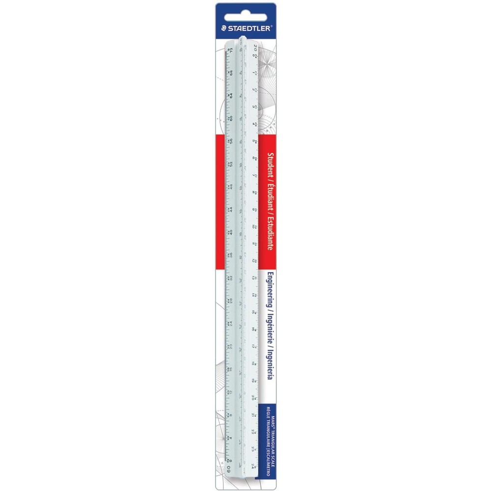 Staedtler 12-Inches Engineers Triangular Scale (98718-34BK) White