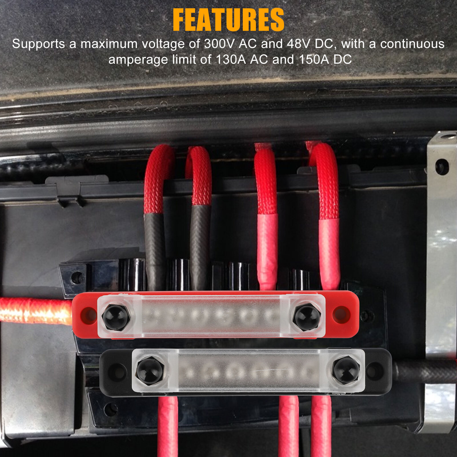 6 Way Bus Bar Power Distribution Terminal 150A Screws Battery Block for Car Boat