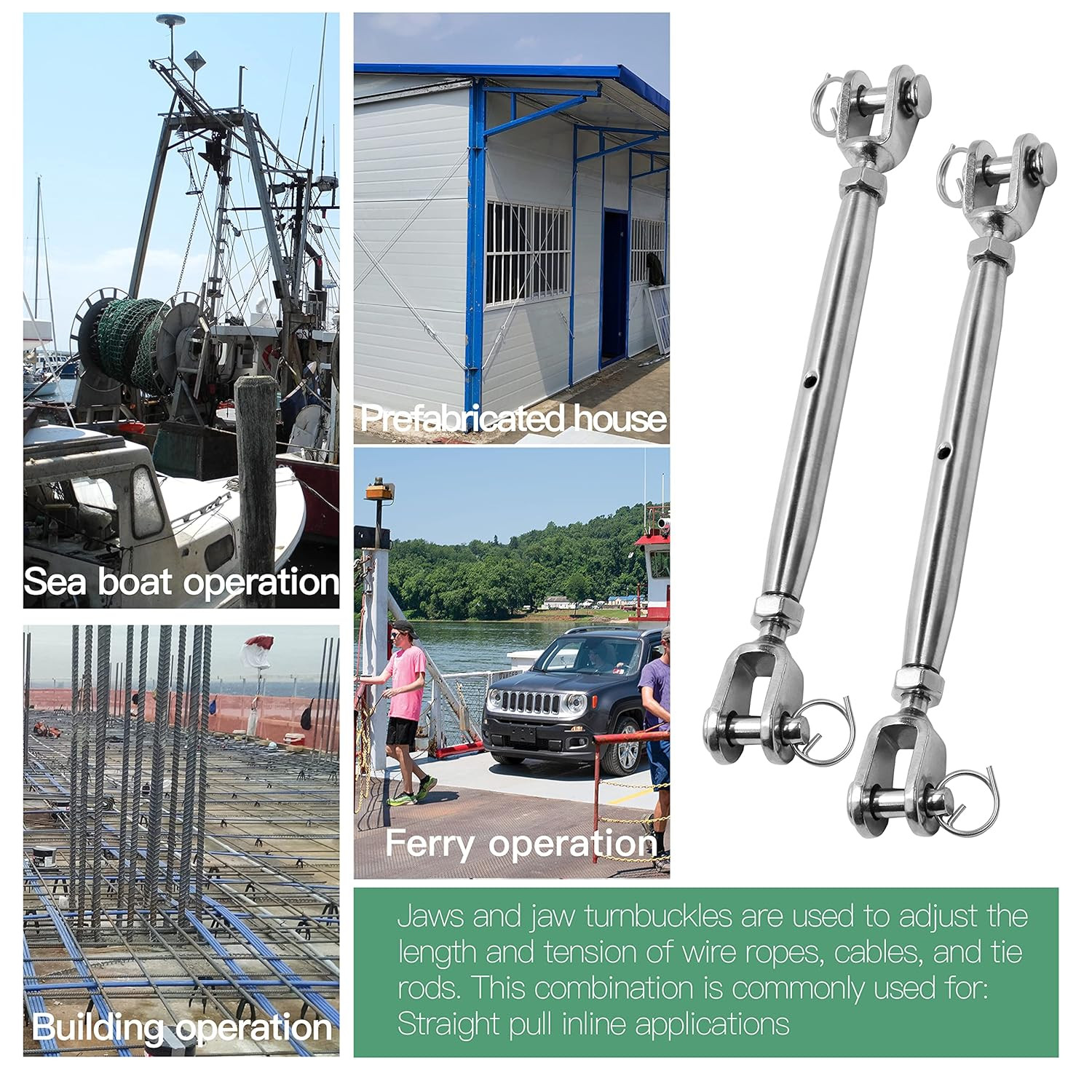 2PCS M6 Jaw and Jaw Turnbuckle, Stainless Steel Turnbuckle Heavy Duty Turn Buckl