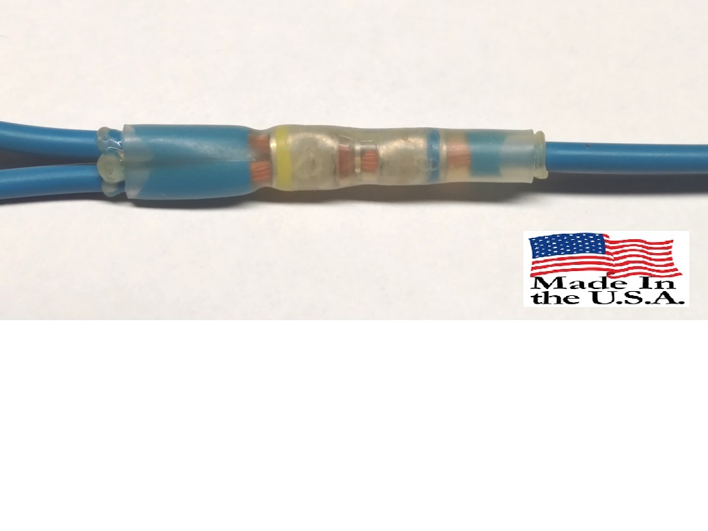 25 PCS 16-14 GA. 3 WAY BLUE 3M HEAT SHRINK BUTT WIRE CONNECTOR AUTOMOTIVE-MARINE