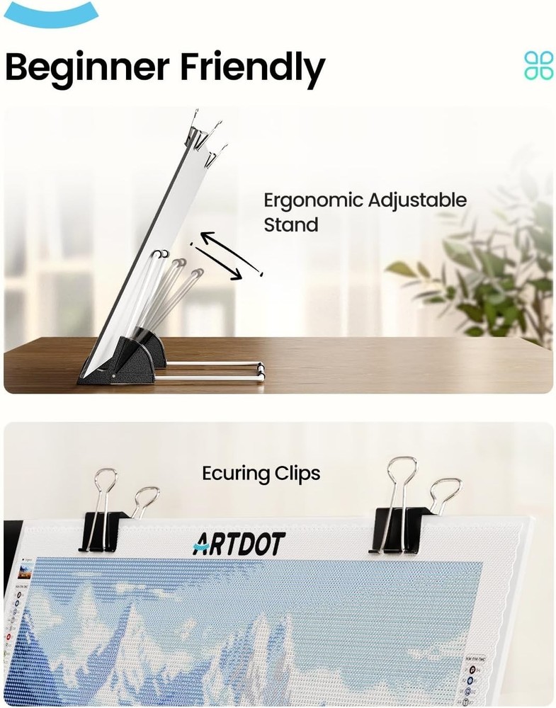 LED Light Pad for Diamond Painting Kit, A4 Light Board,Adjustable