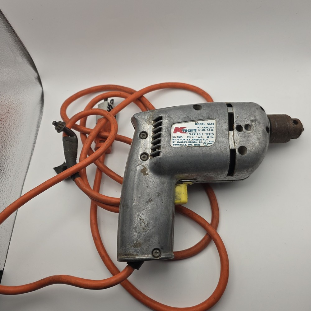 Vintage Kmart Variable Speed Drill 3.0 Amp Model 30-02