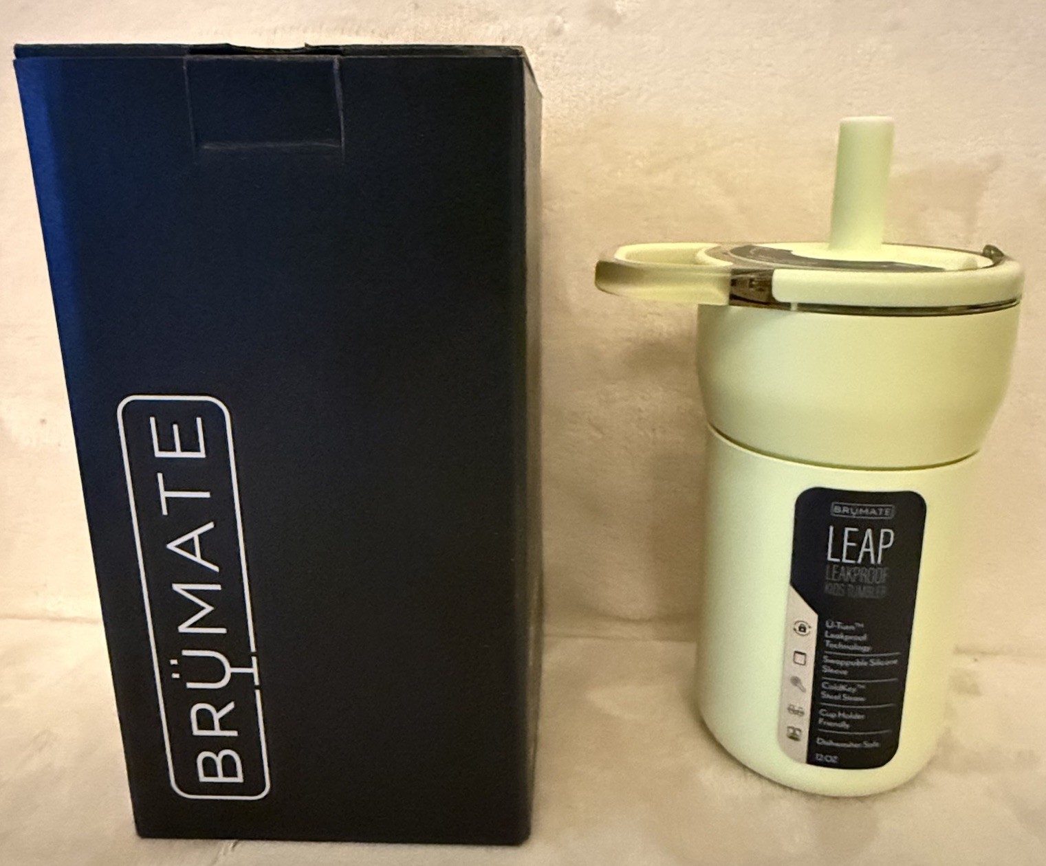 BrüMate | 12 oz LEAP | Straw Travel Kids Tumbler Prickly Pear Yellow