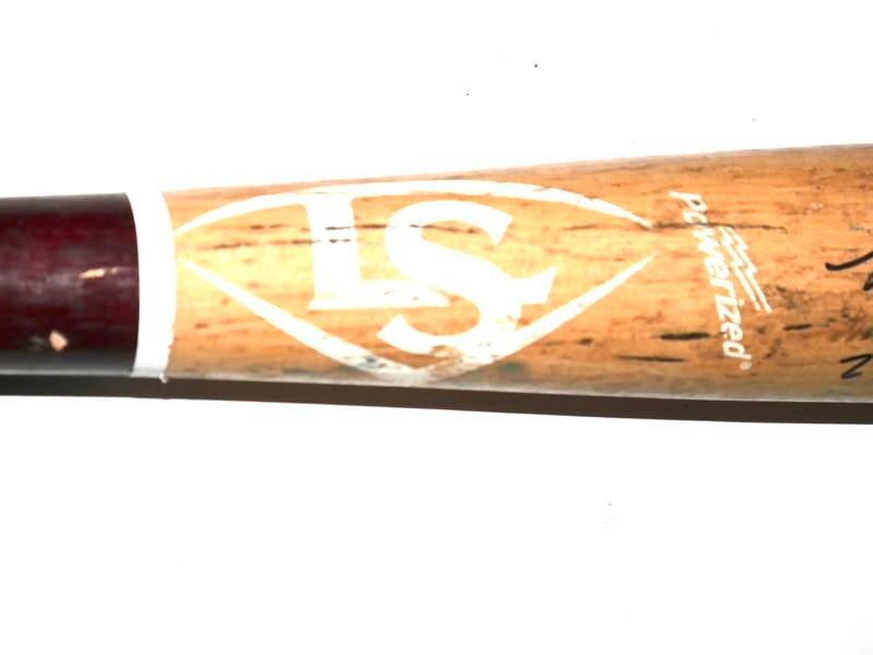 LUKE WADDELL GWINNETT STRIPERS #75 GAME USED BLACK LOUISVILLE SLUGGER BAT BRAVES
