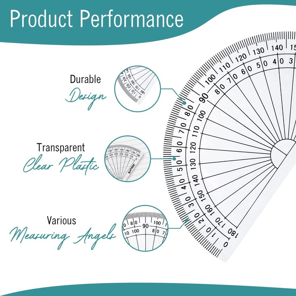 Protractor for Geometry, 4 Inch Clear Plastic 4 - 2 Count