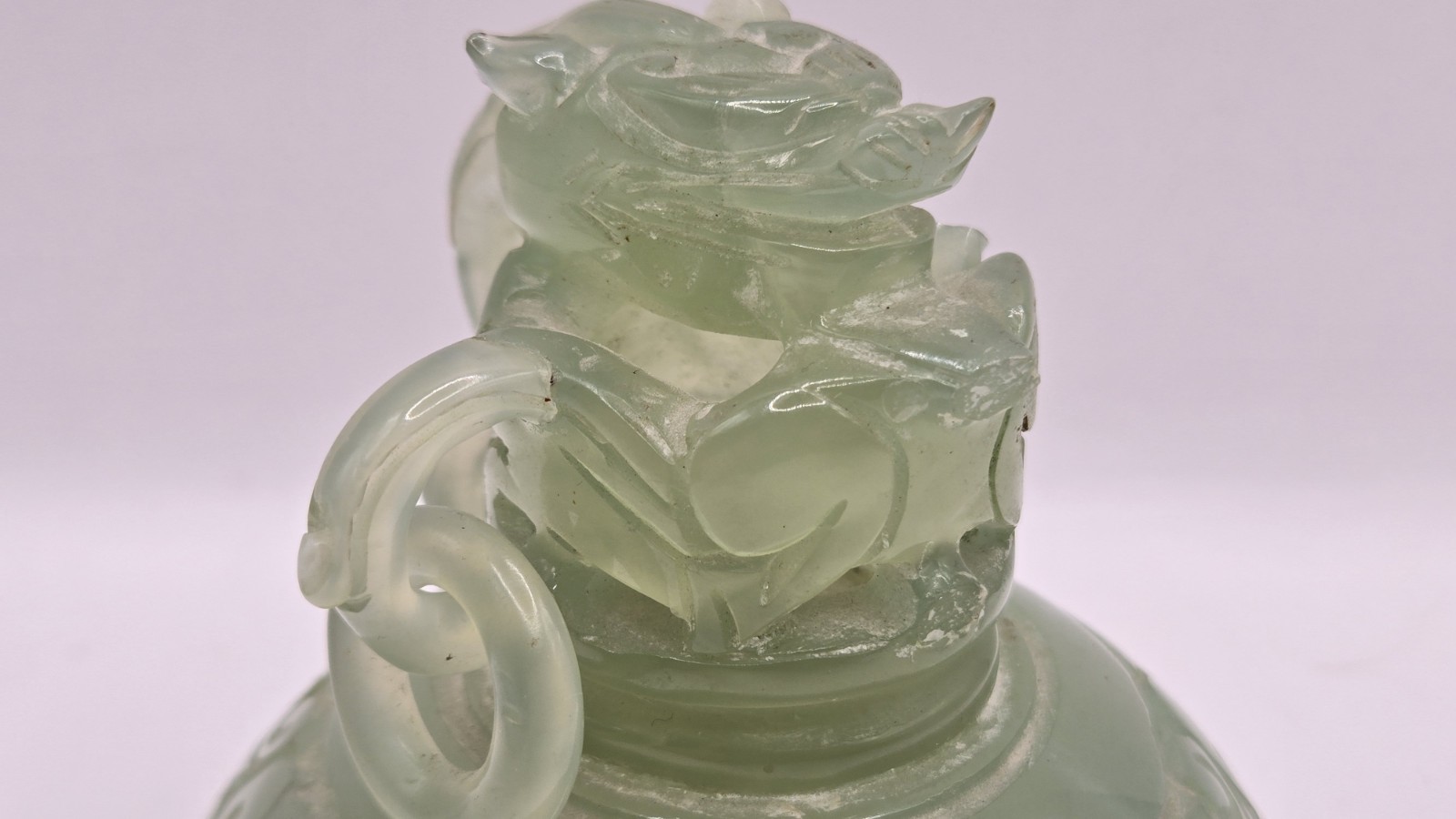 Vintage Chinese Jade Carved Foo Dog Incense Burner 8" x 7.5" READ FOR FAULTS