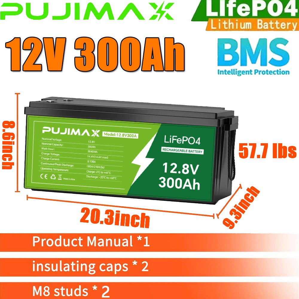 300AH 12V LiFePO4 Lithium Battery 15000 Deep Cycle BMS for Solar RV Off-grid NEW