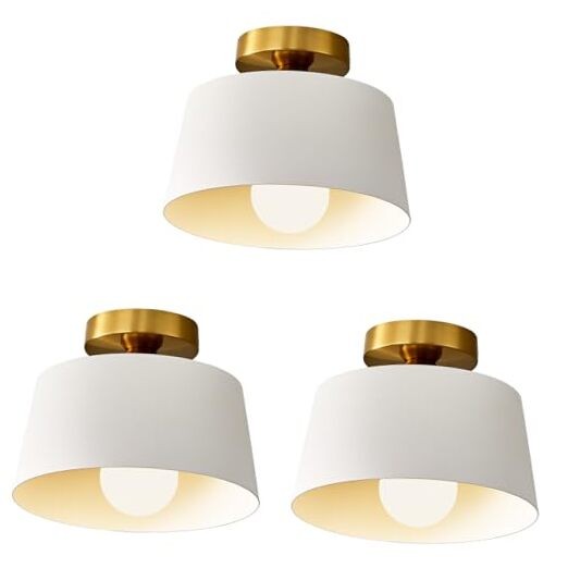 Modern Semi Flush Mount Ceiling Light 3 Pack,Metal Ceiling 10in 3 Pack White