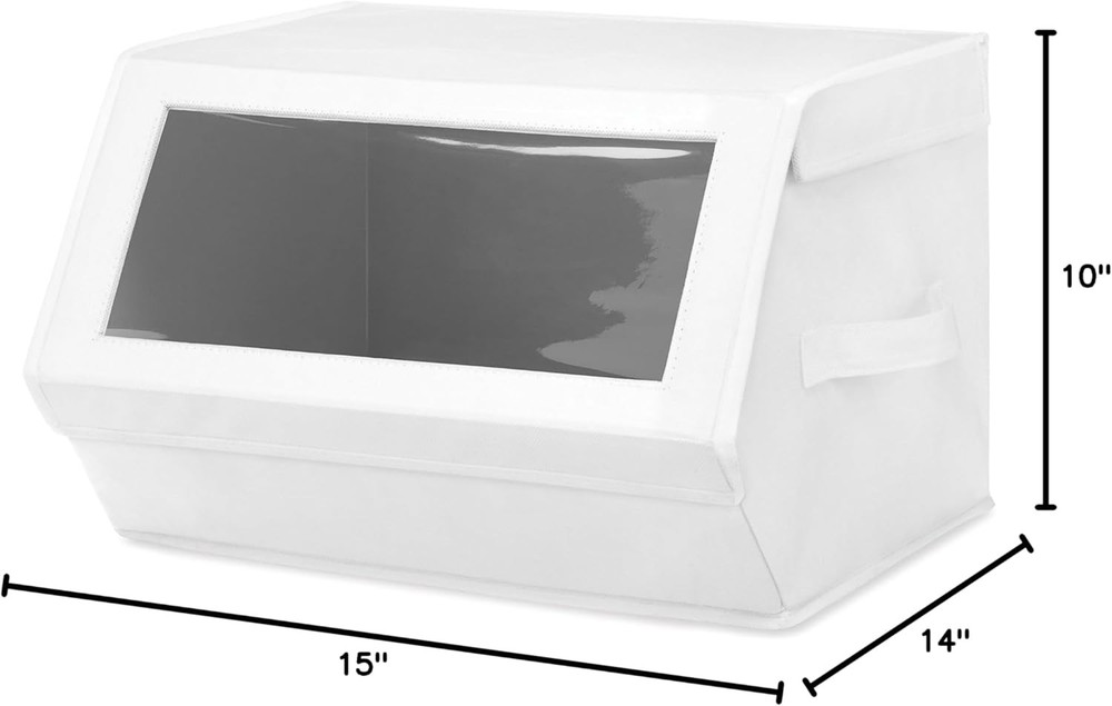 Stackable Window Storage Box White 14 L x 15 W x 10 H