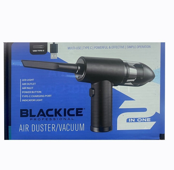 Black Ice #BIC043 Air Duster/Vacuum 2in1 Multi-Use Type C Powerful & Effective