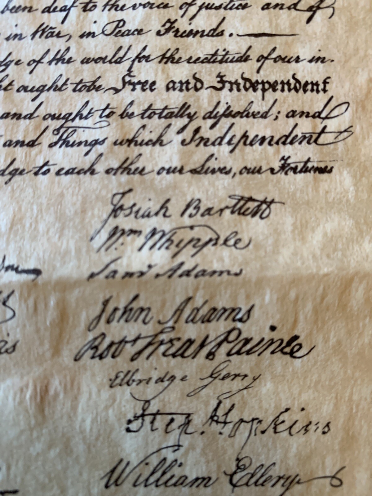 Declaration of Independence - parchment Replica