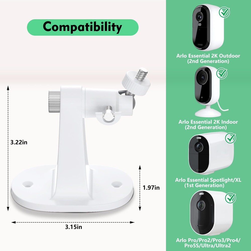 2pack Adjustable Mount For Arlo Essential 2k Indoor/outdoor2nd Generation For