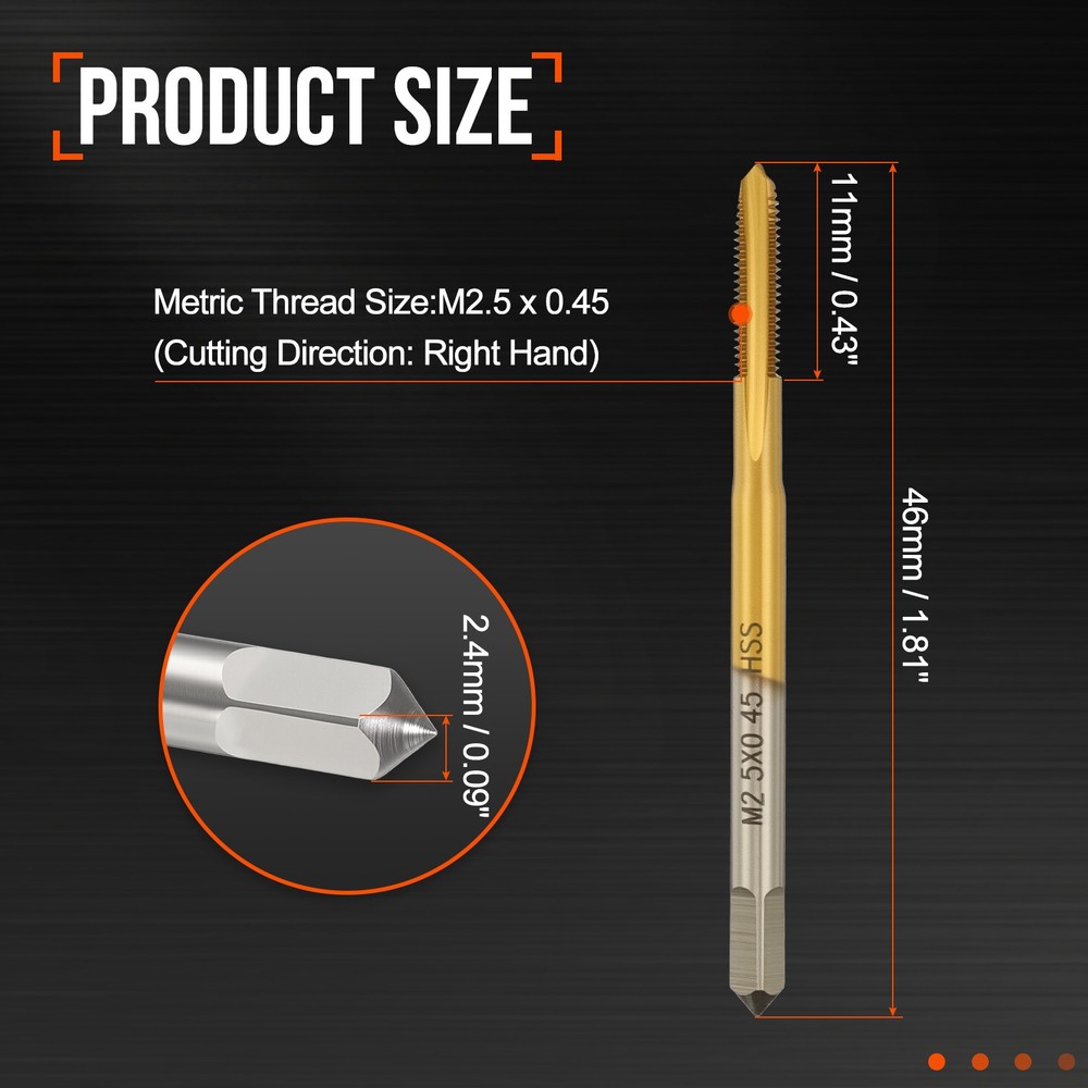 M2.5x0.45 Spiral Point Plug Threading Tap Titanium Screw Tapping