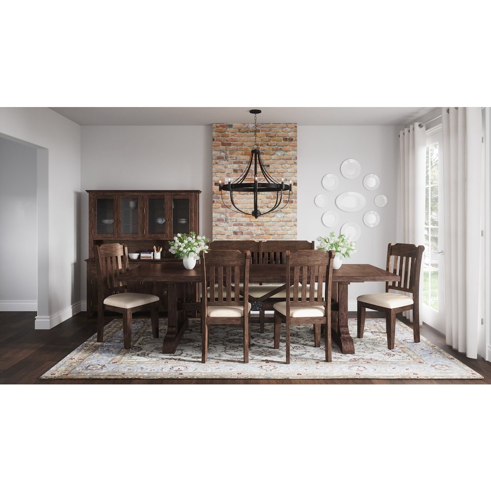 Bakersfield Mission Style 57'' Solid Acacia Upholstered Dining Bench